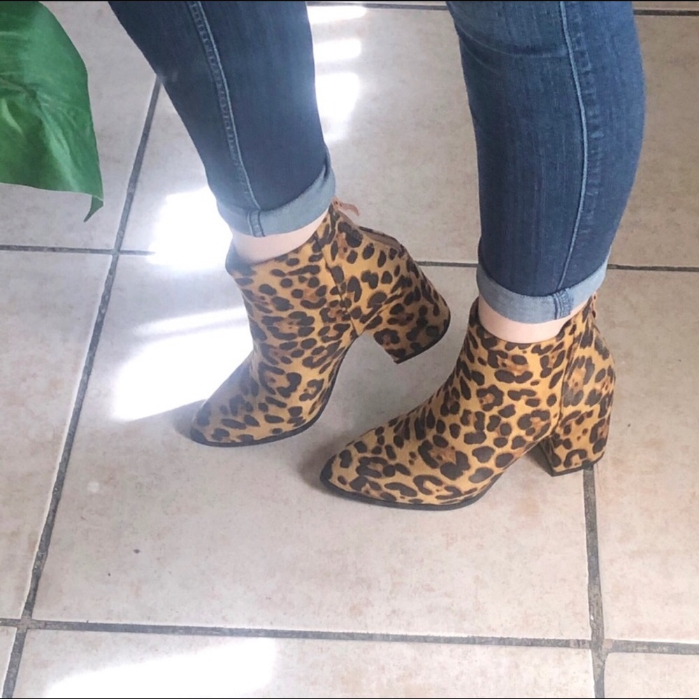Leopard Printed Bootie Block Heel - image 6